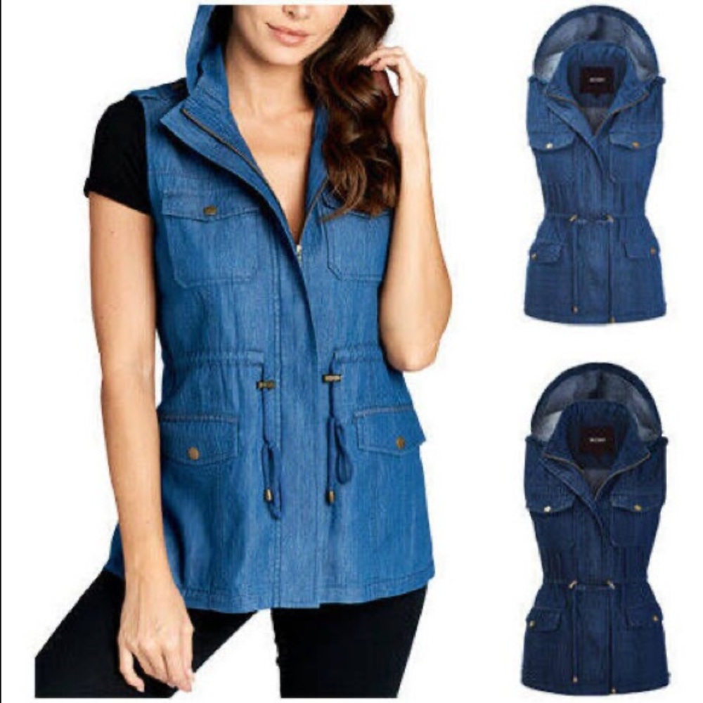 Denim utility vest